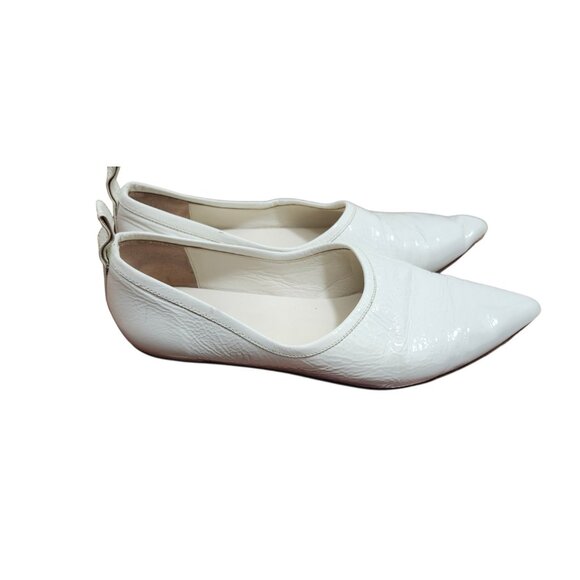 Tibi White Leather Pointed Toe Flats Women’s EU 38 Slip On Made in Italy - Picture 4 of 13